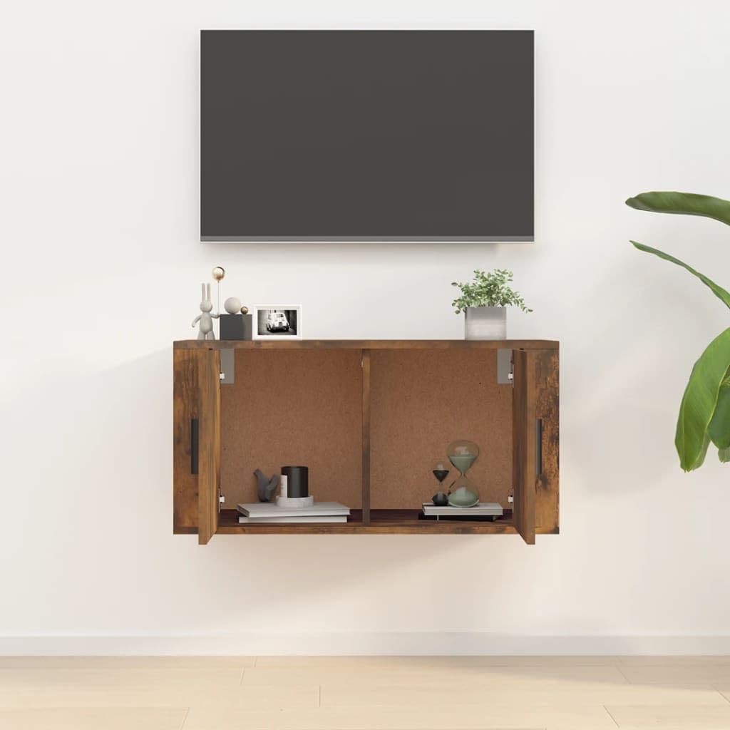TV-Wandschrank Räuchereiche 80x34,5x40 cm, Holzwerkstoff, schwebendes TV-Möbel, modernes Media Center für Wohnzimmer, Schlafzimmer