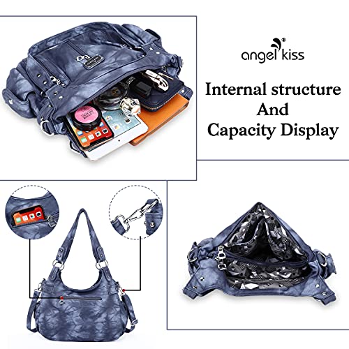 Image of Angel Kiss Large Purses and Handbags for Women Washed Faux Leather Crossbody Hobo Satchel Shoulder Handbag Tote Purse