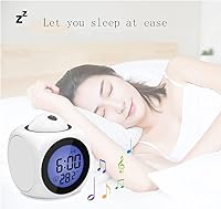 Vista 5 de Reloj despertador de proyección para dormitorios, informe de voz digital, reloj despertador 12/24 HDigital relojes eléctricos proyección en el techo