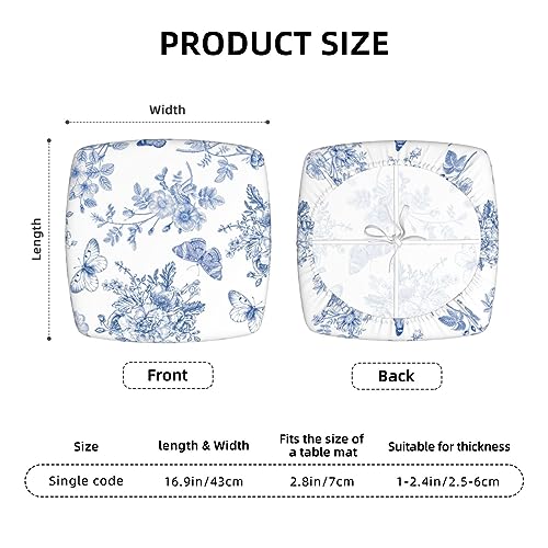Mouxue YTUSJDFBGUJXII-5560508697 Seat Covers For Dining Room Chairsset Of Set Of 4, Blue White Floral Butterfly Flower French Stretch Chair Seat Covers Cushion Slipcovers thumb #6