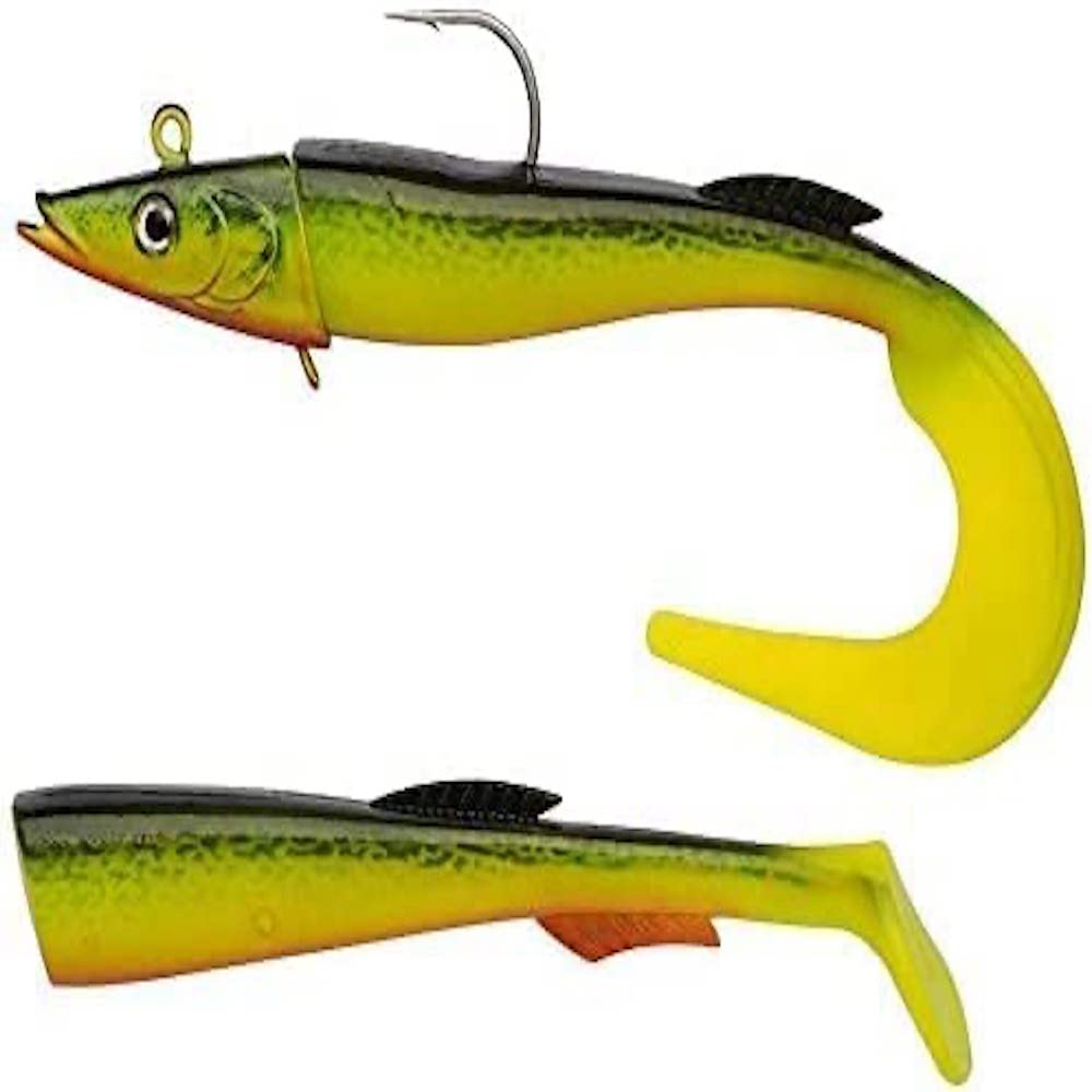 Berkley PowerBait Power Sandeel, Fishing Hook, Soft Lures, Paddle Tail & Curl Tail Supplied Sea Fishing, Cod, Unisex, Hot Cod, 65g | 170mm — image 1