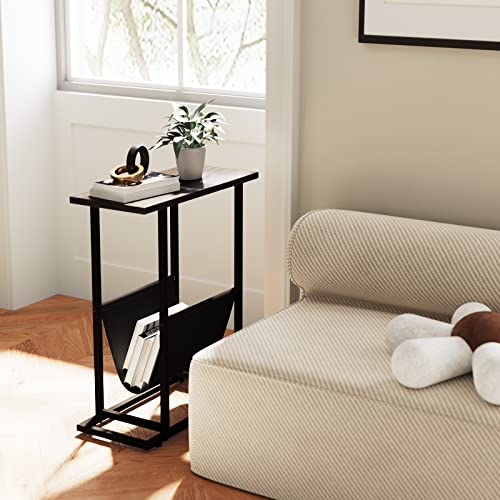 Maxtown Small Side Table For Small Spaces, Narrow End Table With Magazine Holder Sling, Skinny Side Table Small Nightstand Bedroom, #TOP1