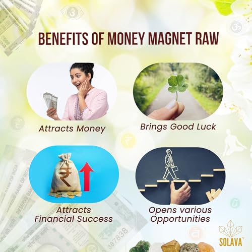 Image of Money Magnet Raw Crystals - Original Certified Pyrite Stone, Citrine, Green Aventurine Stone, Tiger Eye, Clear Quartz Money Attraction Stone Crystals for Fame, Money, Financial Abundance, & Success