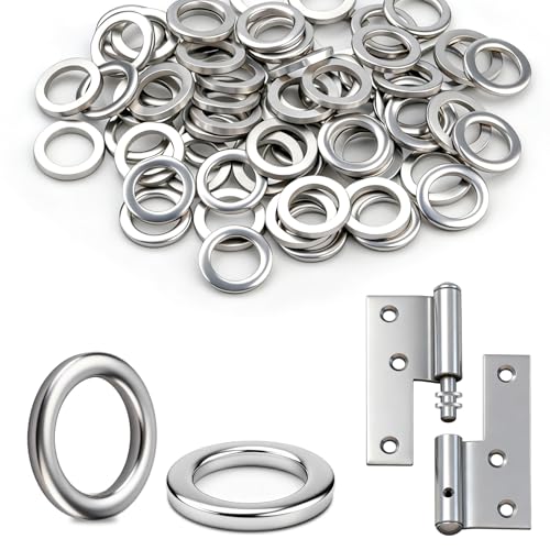 mawmuaw 50 Piezas Arandelas Bisagras Puertas Ø8x12x1.5 mm Arandelas para Bisagras de Puertas Acero Inoxidable 304 Arandela Plana para Puerta Habitaciones Interiores y Exteriores Puerta de Muebles