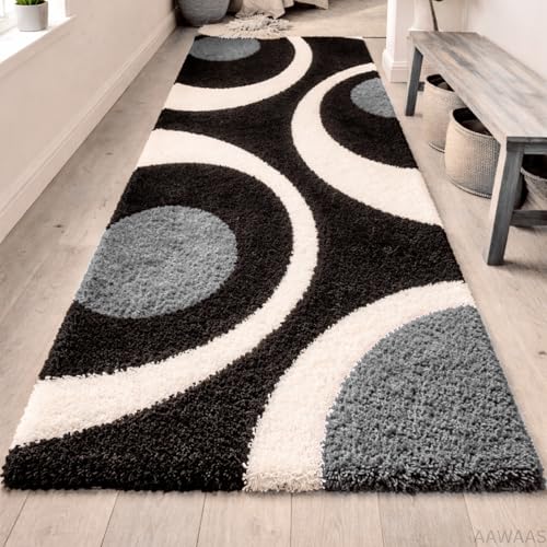 Image of 3D Shaggy Polyester Carpet Rug Runner Area Mats for Bedroom /Living Area /Home with Anti Slip Backing Soft /Fluffy Hight Pile - (Moon Silver, 2x8 feet)