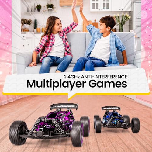 Image of Tecnock RC Cars for Kids, 1:18 Scale 2WD RC Car with LED Lights, 2.4GHz Remote Control Car with USB-C Easy Charging & 50 Mins Playtime, Toys Gifts for Boys & Girls Ages 8-12