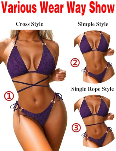 Image of Women Bikini Set Metal Ring Two Piece Swimsuit