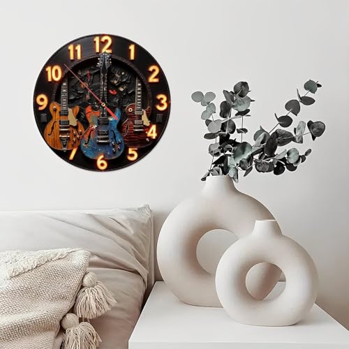 Reloj de pared guitarra vintage madera 10 pulgadas miniatura 6