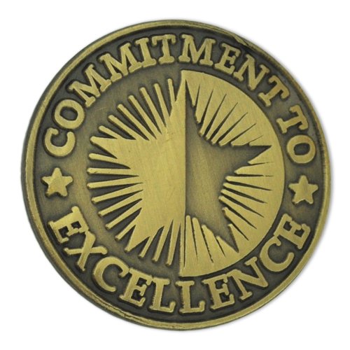 PinMart Antique Bronze Commitment to Excellence Round Corporate Lapel Pin
