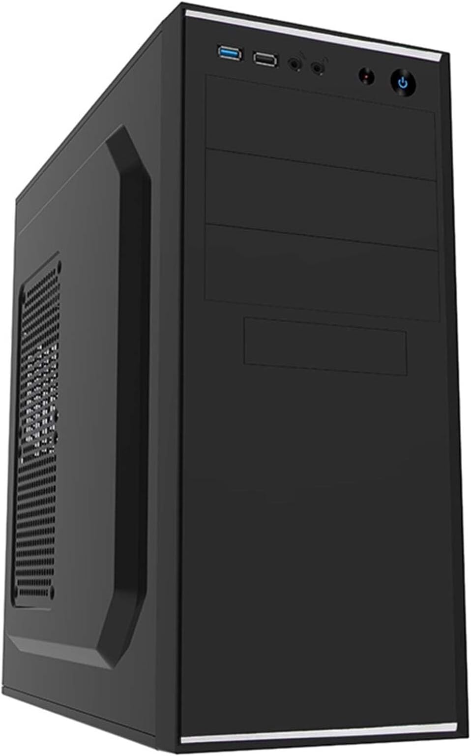 CiT Jet Stream Office PC Case with 500W Power Supply – ATX, Micro-ATX & Mini-ITX Support - 2x USB 3.0, 2x USB 2.0-80mm Fan Pre-Installed - Mid-Tower Business Computer Case | Black & Silver: image 1 of 2