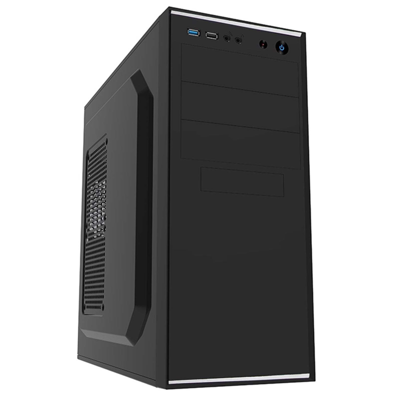 CiT-Case Midi Jet Stream con striscia argento e alimentatore da 500 W, colore: nero