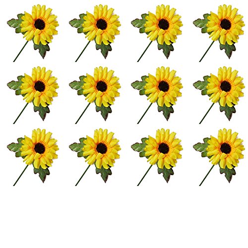 Factory Direct Craft Artificial Sunflower Floral Picks With Fuzzy Brown Centers (12 pack)