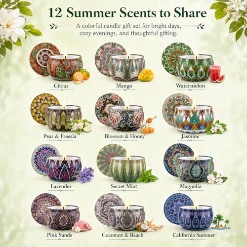 Image of Scented Candles Gift Set, 12 Pack Soy Wax Aromatherapy Candles
