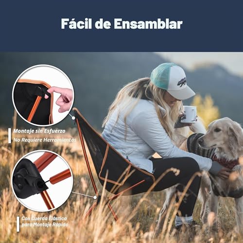 Miniatura 6 de Trekology Yizi Go Ultra Ligeras Silla Plegable - Sillas De Playa - Alta Resistentes Respaldo Apoyo, Portatil Reforzada Exteriortumbona Taburete - Para Exteriores, Camping, Campismo, Picnics, Pesca