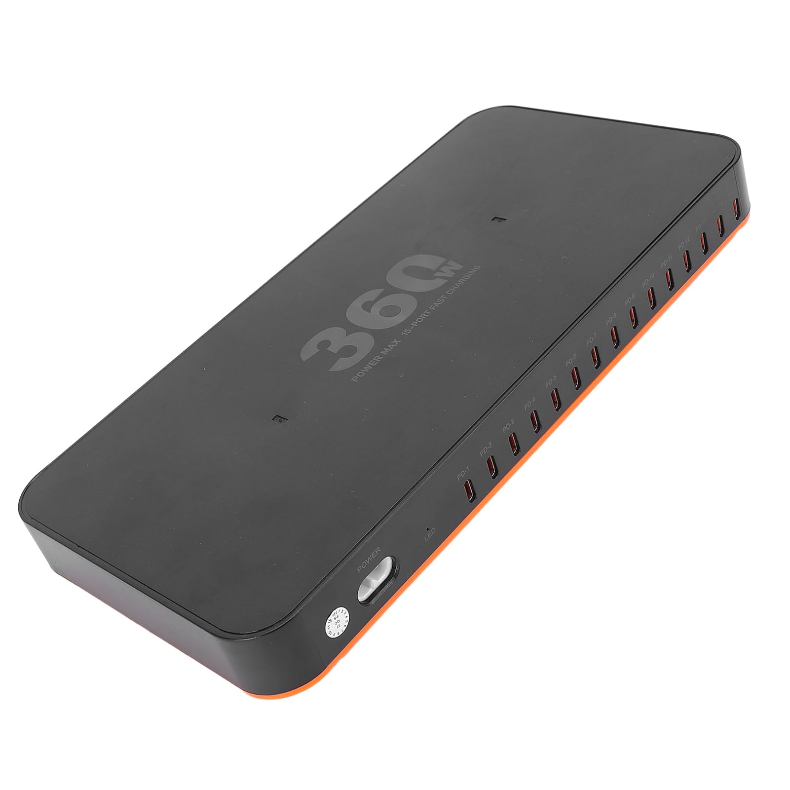 Tosuny Caricatore Veloce Desktop 15 Porte, Caricabatterie Desktop 360W, Stazione di Ricarica Rapida USB C con PD3.0 2.0 Controllo della Temperatura AI e 8 (Spina europea)