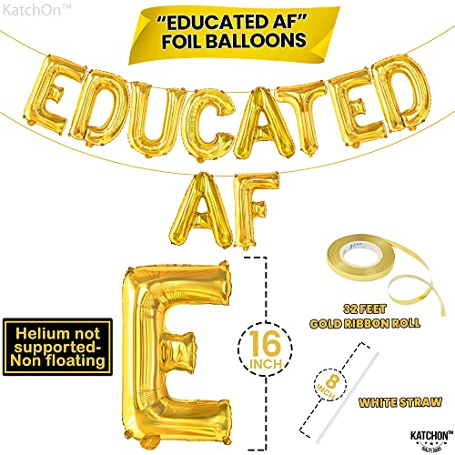 Image of KatchOn, Gold Educated AF Balloons Banner - 16 Inch | Educated AF Grad Balloon for 2026 Graduation Decorations | Yellow Graduations Balloon for Graduation Decorations 2026