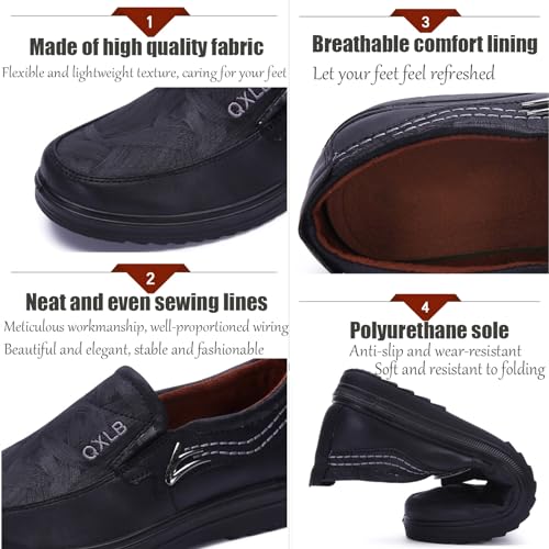 Men's Comfortable Slip-on Casual Loafers Fashion Lightweight Leather Dress Shoes Outdoor Anti-Slip Round Toe Driving Walking Flat Orthopedic Shoes2