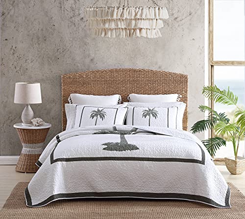 Edredón de algodón gris Tommy Bahama Queen reversible y transpirable para cama matrimonial 2