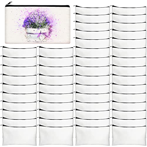 Image of Legigo 50 Pack White Canvas Makeup Bags DIY Craft Bag- Blank DIY Craft Bag Canvas Pencil Case Canvas Zipper Pouch Bags Cosmetic Bag Multipurpose Canvas Pouch with Zipper for vinyl (8.3 x 5 inches)