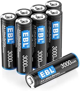 EBL 8 Pack 3000mAh 1.5V Lithium AA Batteries - High Performance Constant Volt AA Lithium Battery for High-Tech Devices (Non-Rechargeable)