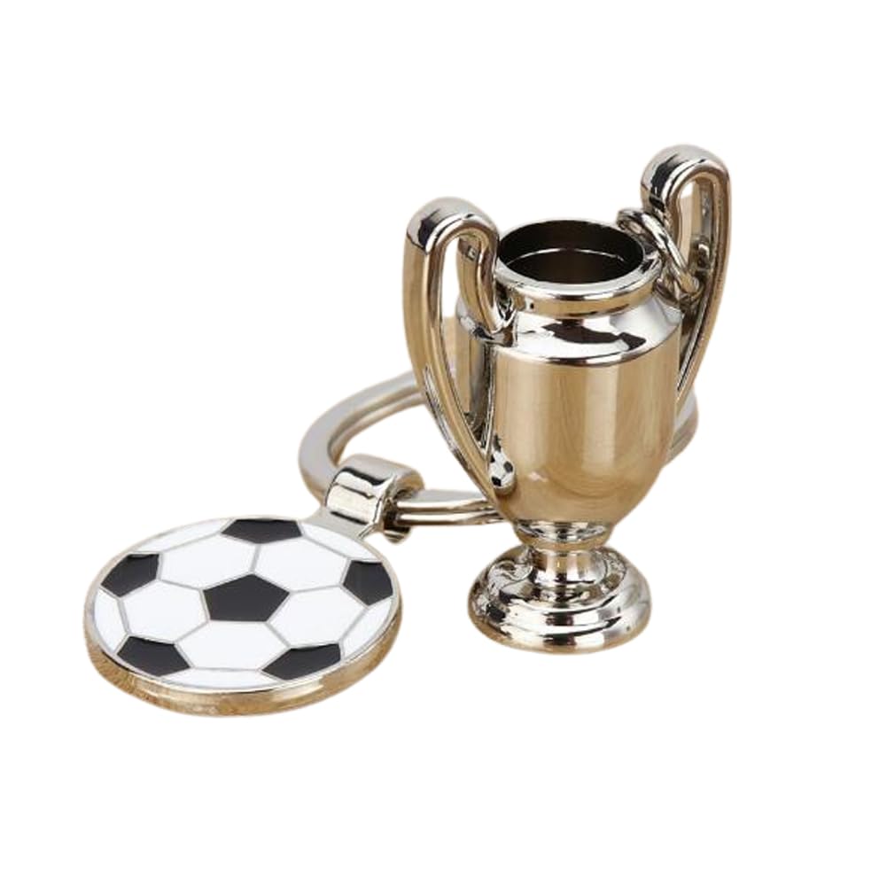 Arfuka Unisex Silver Keyring Football Trophies Keychain Zinc Alloy Key Chain Metal Keyfob Key Ring Gift For Christmas And Birthday