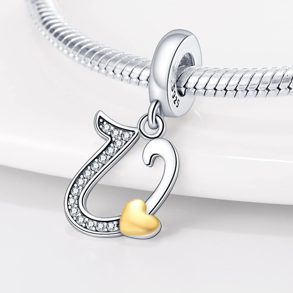 Pandach 925 Sterling Silver Alphabet Initial Letters Charms Complete A-Z Solid Silver Cubic Zircons Beads Dangle Pendants for European Bracelets Necklace Women Holiday Gifts - Image 2