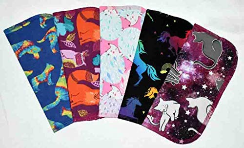 2 Ply Printed Flannel 8x8 Inches Set of 5 Little Wipes Whimsical Animals