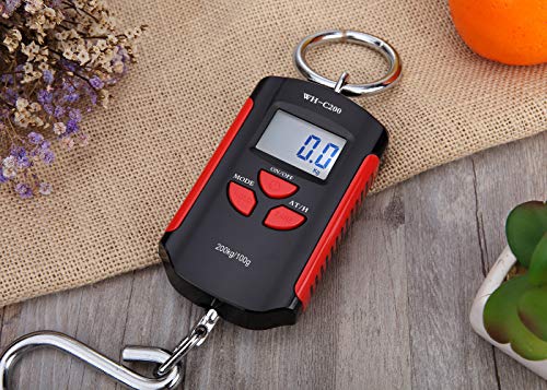 Klau Mini Crane Scale, Portable 200 Kg / 400 Lb Heavy Duty Digital Scales Lcd Display With Backlight For Home Farm Market Fishing Hunting Black And Red #TOP6