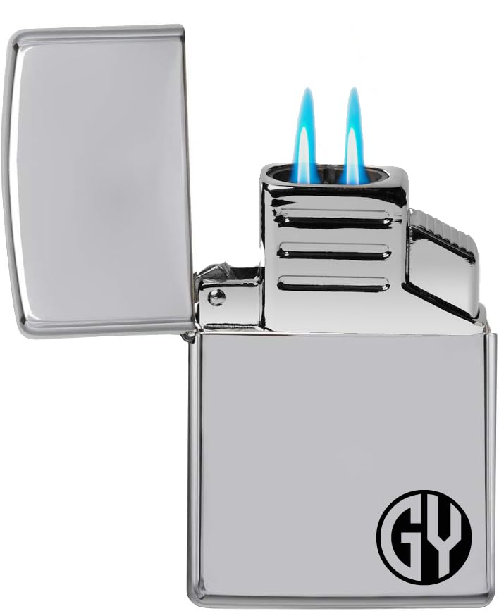 Encendedor personalizado grabado de llama dual miniatura 1