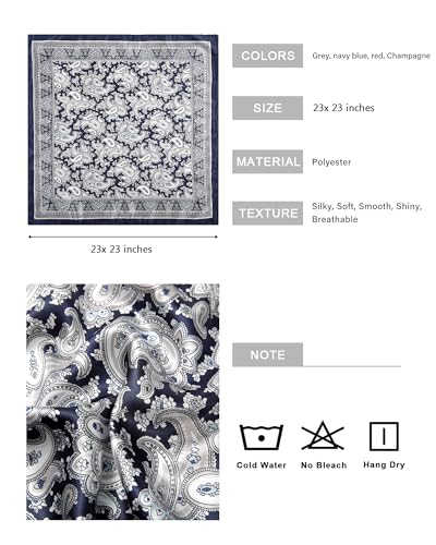 AWAYTR 23” Satin Bandanas for Women Head Scarf Like Silk Scarf for Hair Scarf Satin Neck Scarf Silk Hair Bandana Headscarf2