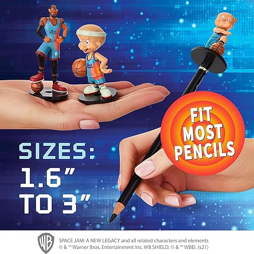 Space Jam Pencil Toppers | Collect All 13 Looney Tunes Toys Figures | Small Toys from Space Jam: A New Legacy | Space Jam Party Supplies | Made by P.M.I.