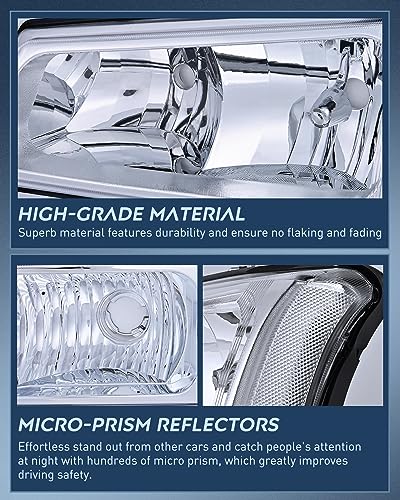 Image of Nilight Headlight Assembly for 2003 2004 2005 2006 Chevy Silverado Avalanche 1500 1500HD 2500 2500HD 3500 Chevrolet Pickup Replacement Headlamp Housing Bumper Lamp Set