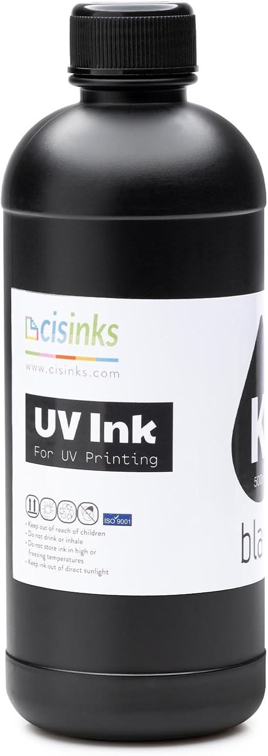 Soft UV DTF Transfer Printer Ink 500mL Black Bottle Refill Soft Ink Premium Ultraviolet Curable Direct to Film Printing AB Film Sticker Decal Custom Logo Branding Drink Glass Bottles, Phone Cases, ETC