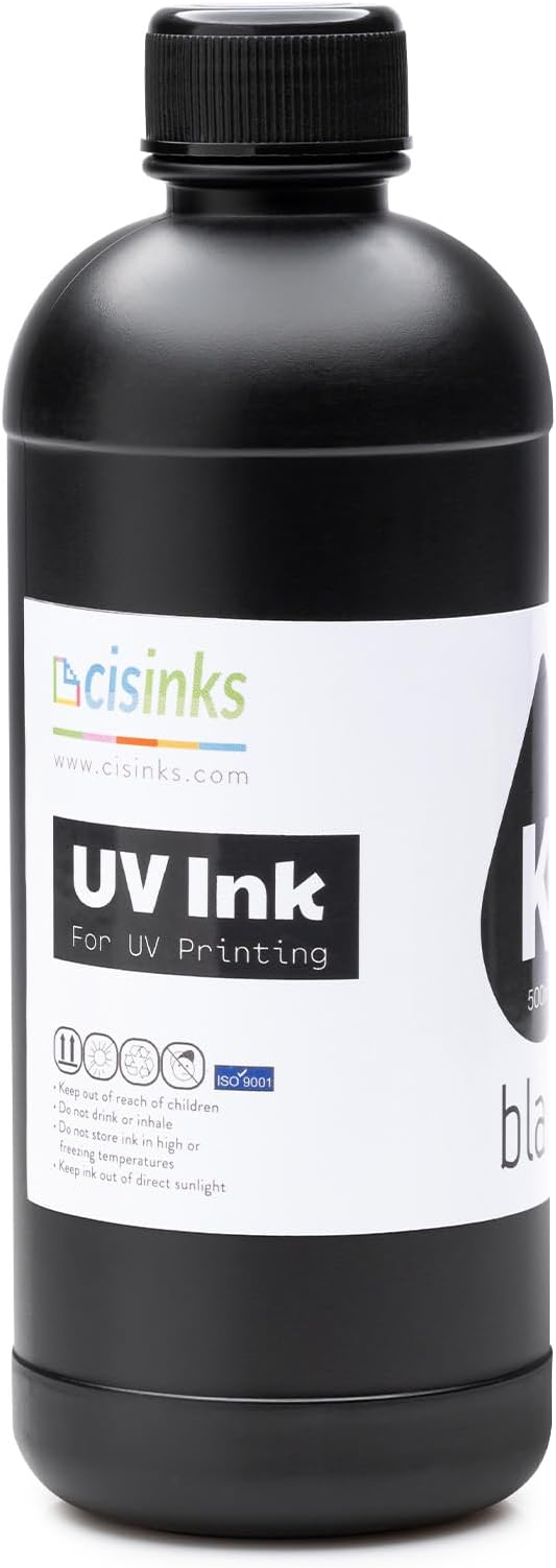 Soft UV DTF Transfer Printer Ink 500mL Black Bottle Refill Soft Ink Premium Ultraviolet Curable Direct to Film Printing AB Film Sticker Decal Custom Logo Branding Drink Glass Bottles, Phone Cases, ETC