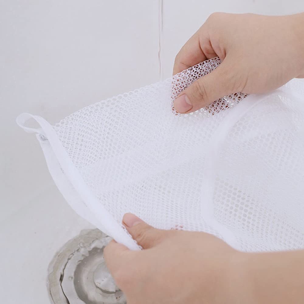 Bolsas de lavandería de malla para prendas delicadas, bolsas de lavado a máquina para almacenamiento de viaje, para colgar, color blanco