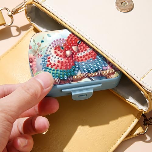 Image of ARTopet Diamond Art Painting Mini Storage Box with 6-Grid Creative Design Compact Portable Small Case for Purse Travel Daily (Love Birds)