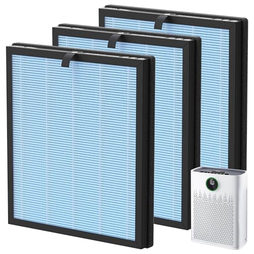 Image of 3 Pack HAP603 Replacement Filter Compatible with ECOSELF HAP603 / HAP603WF Air Purifier, 3-Stage Filtration, H13 True HEPA Filter, # RFHAP603, Blue
