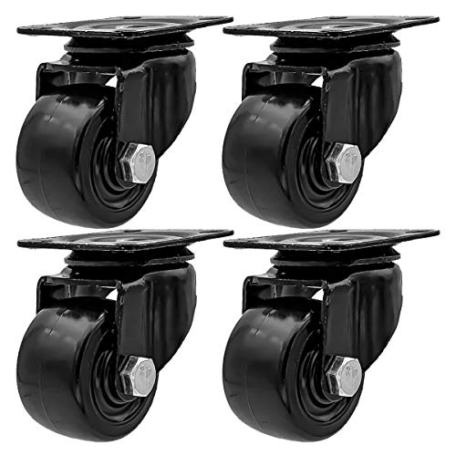FactorDuty 2 inch Heavy Duty Polyurethane Caster Wheels Double Ball Bearing Industrial Grade Solid Low Profile Smooth and Silent 1000LB Capacity Pack of 4 by FactorDuty - Used condition - US$20.19