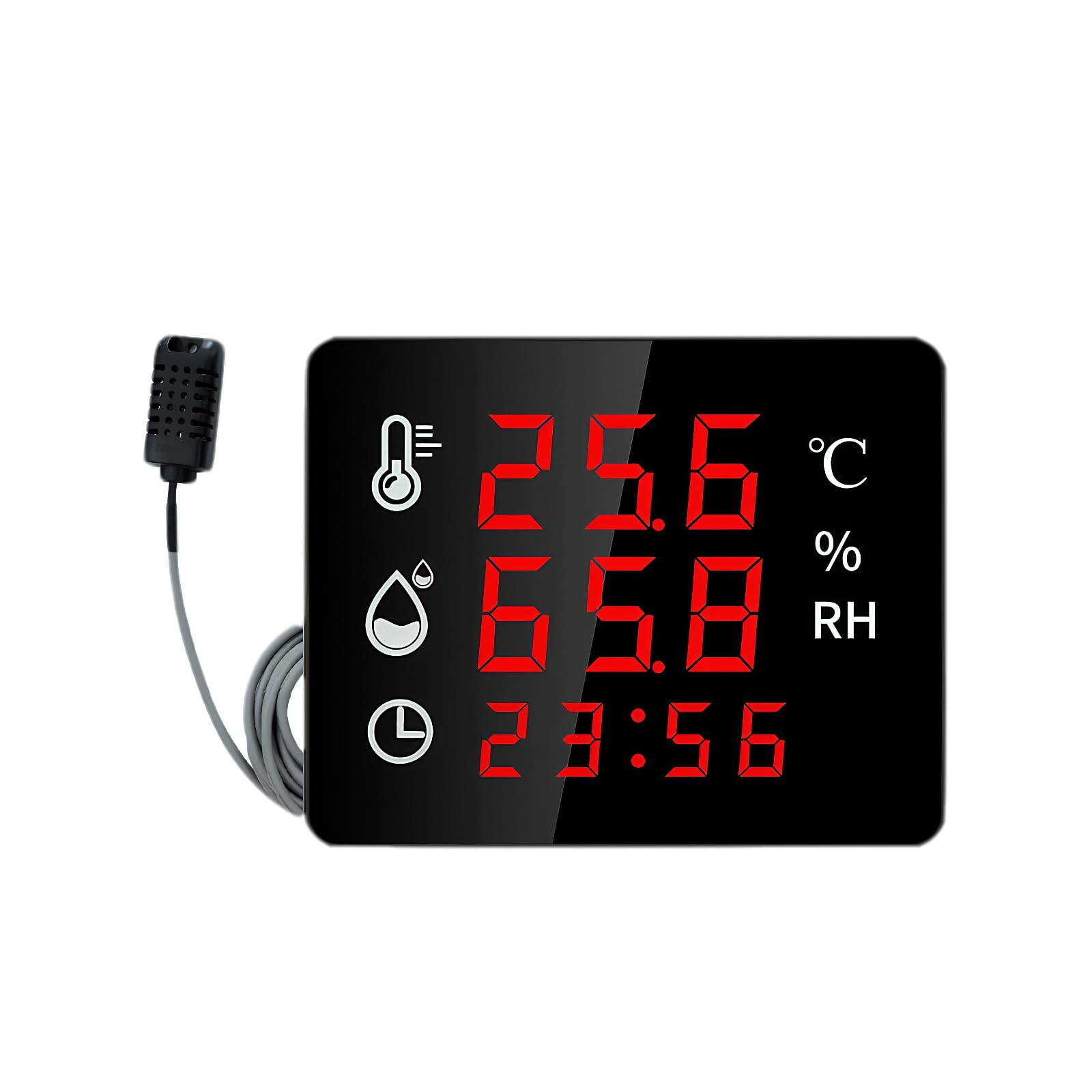 Mengshen Higrómetro Digital Industrial con Sonda de 3 m -40~80 °C/0-99,9% HR Medidor de Temperatura y Humedad de alta Precisión para Almacenes Laboratorios Hospitales y aulas