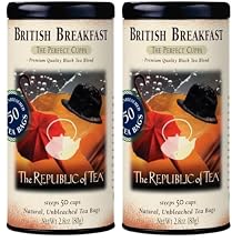 The Republic of Tea - British Breakfast Tea 2.8 oz Tin, 50 Tea Bags, Gourmet Black Tea | Caffeinated Pack of 2