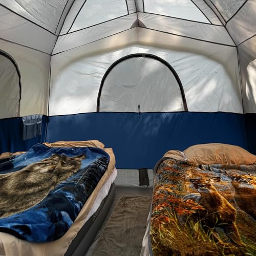 Image of UNP 6 Person Tents for Camping Waterproof Family Cabin Tent with Rainfly | Easy Setup Windproof Double Layer Camping Tent with 1 Mesh Door & 5 Large Mesh Windows 10'X9'X78in(H)