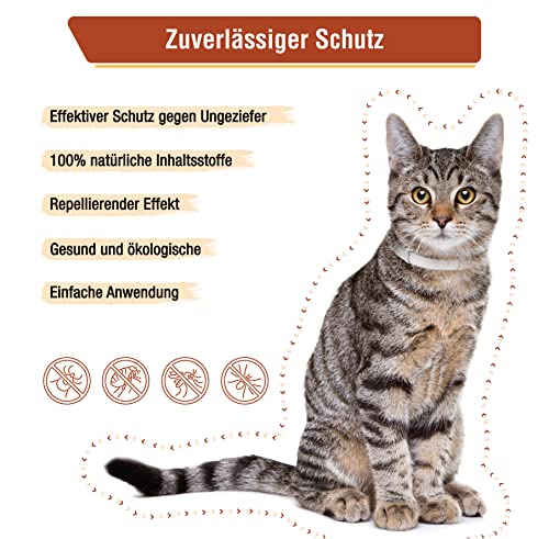 Animal Vita® Katzen Zeckenhalsband [100% natürliche Inhaltsstoffe] - effektiver Schutz vor Ungeziefer - Flohhalsband, wasserfest, zuverlässiger Schutz vor Zecken und Ungeziefern