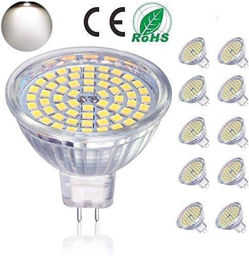 Bombillas LED GU5.3, bombillas LED MR16 5W equivalentes a bombillas halógenas de 50W 12V, 400LM, luz diurna 4000K, no regulable, bombillas de iluminación de riel LED, paquete de 10