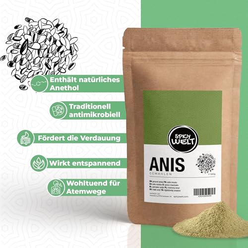Spicy Welt Anis Gemahlen (100g) – Anispulver | Fein vermahlen für Küche & Backen | für Tee, Kuchen & Brotgewürz | Süßlich, Mild & Duftend | 100% Naturrein, Ohne Zusätze