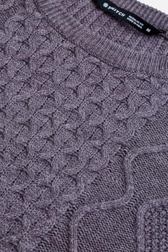 Image of SNITCH Men Sweater | Textured Cable Knit Design with Crew Neck & Full Sleeves | 100% Acrylic Fabric Knitwear for Casual Wear & Winter Wear| Regular Fit