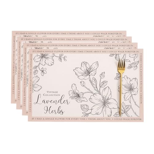 Image of YELONA Leather Dining Table Placemats Set of 4 - Waterproof, Heat Resistant, Anti-Slip, Easy to Clean Table Mats for Dining Table, Kitchen & Home Decor (Pastel Blush, 40 x 30 cm)