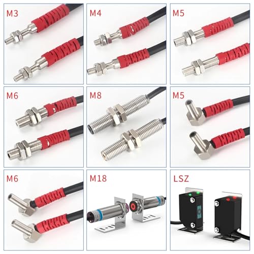 Interruptor óptico mini láser M6 PNP NC de 10-30 V CC con distancia ajustable de 10 metros 6
