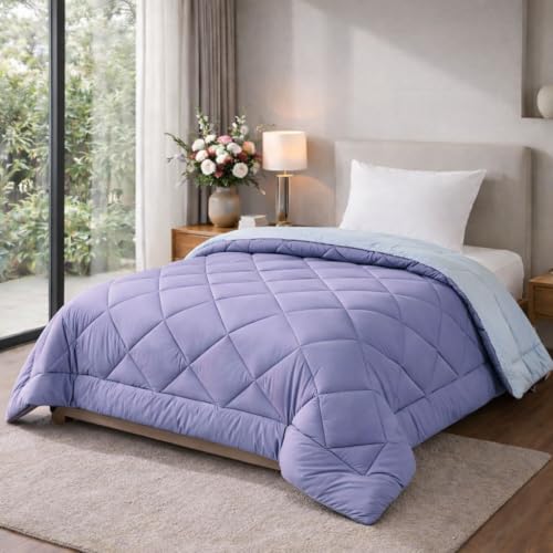 Image of HOMEKART 220 GSM Microfiber Reversible Comforter for Single Bed,Ultra Soft, Skin-Friendly & Hypoallergenic Solid Blanket|Lightweight Cozy & Machine Washable (Grayish Blue)