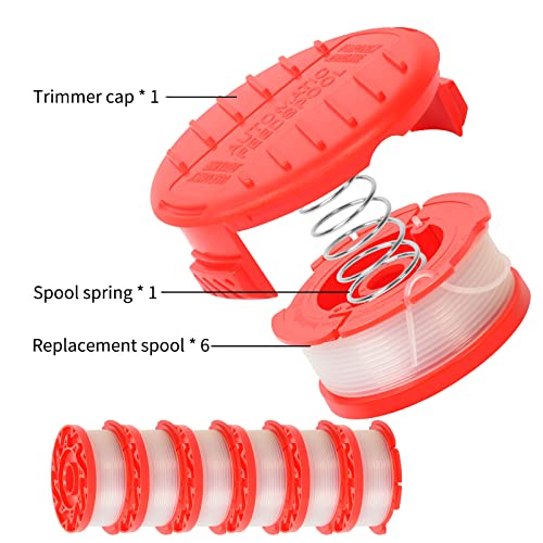 Generep Weed Eater Spool Compatible with Craftsman,30 Feet/0.065 Inch Line String Trimmer Generic Autofeed System Replacement Spool CMZST065& CMZST0653 (6 Spool,1 Cap,1 Spring)