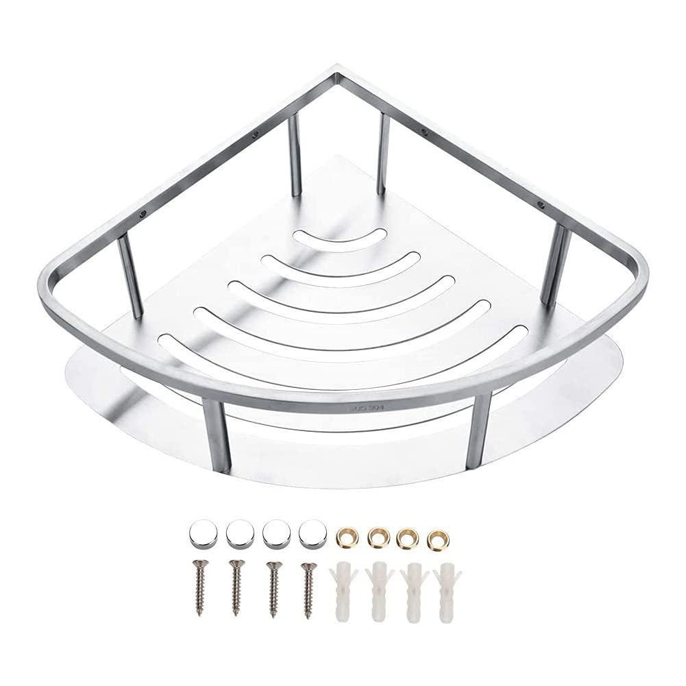 Corner Shower Caddy Wall Mounted Bathroom Shelves Stainless Steel Bathroom Shower Corner Basket Shower Gel Storage Shelf Organizer